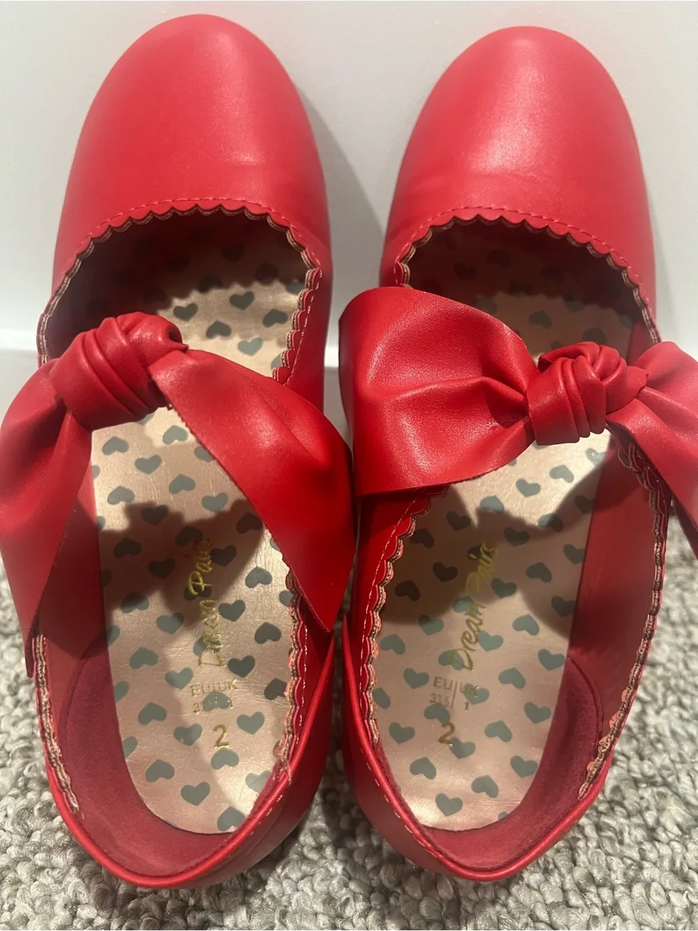 Dream Pairs Girls Red Mary Jane Bow Flats Size 2 Ballet Dress Shoes